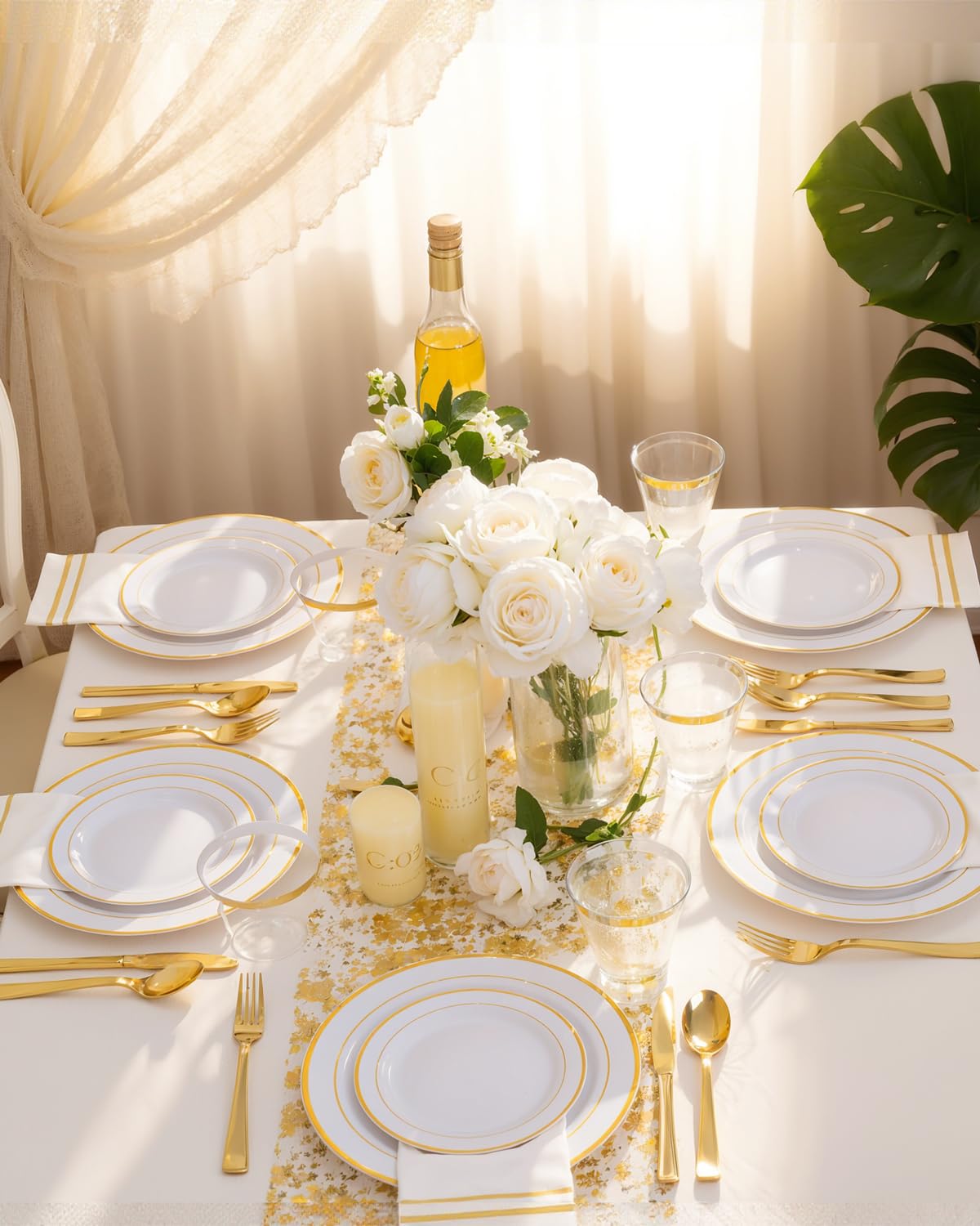 Amazon.com: GATHER 700PCS Gold Plastic Plates - Whtie and Gold